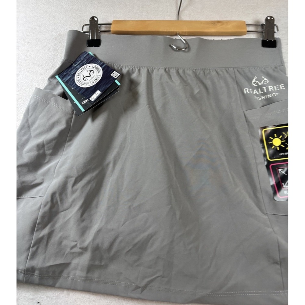 Realtree Fishing Women's Skirt Skort S (4/6) Sea Side Gray Pockets Sun Shade UPF